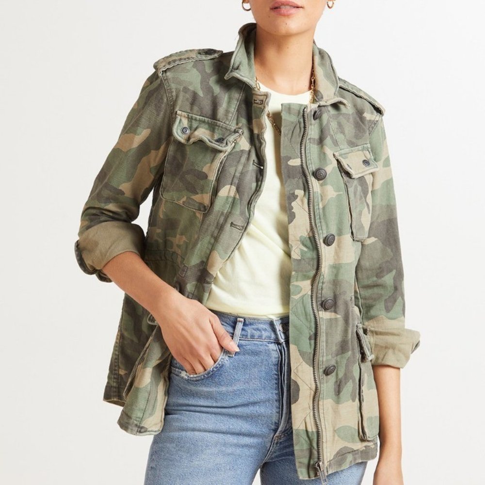 Free People Not Your Brother's Surplus Jacket in Green Camo XS